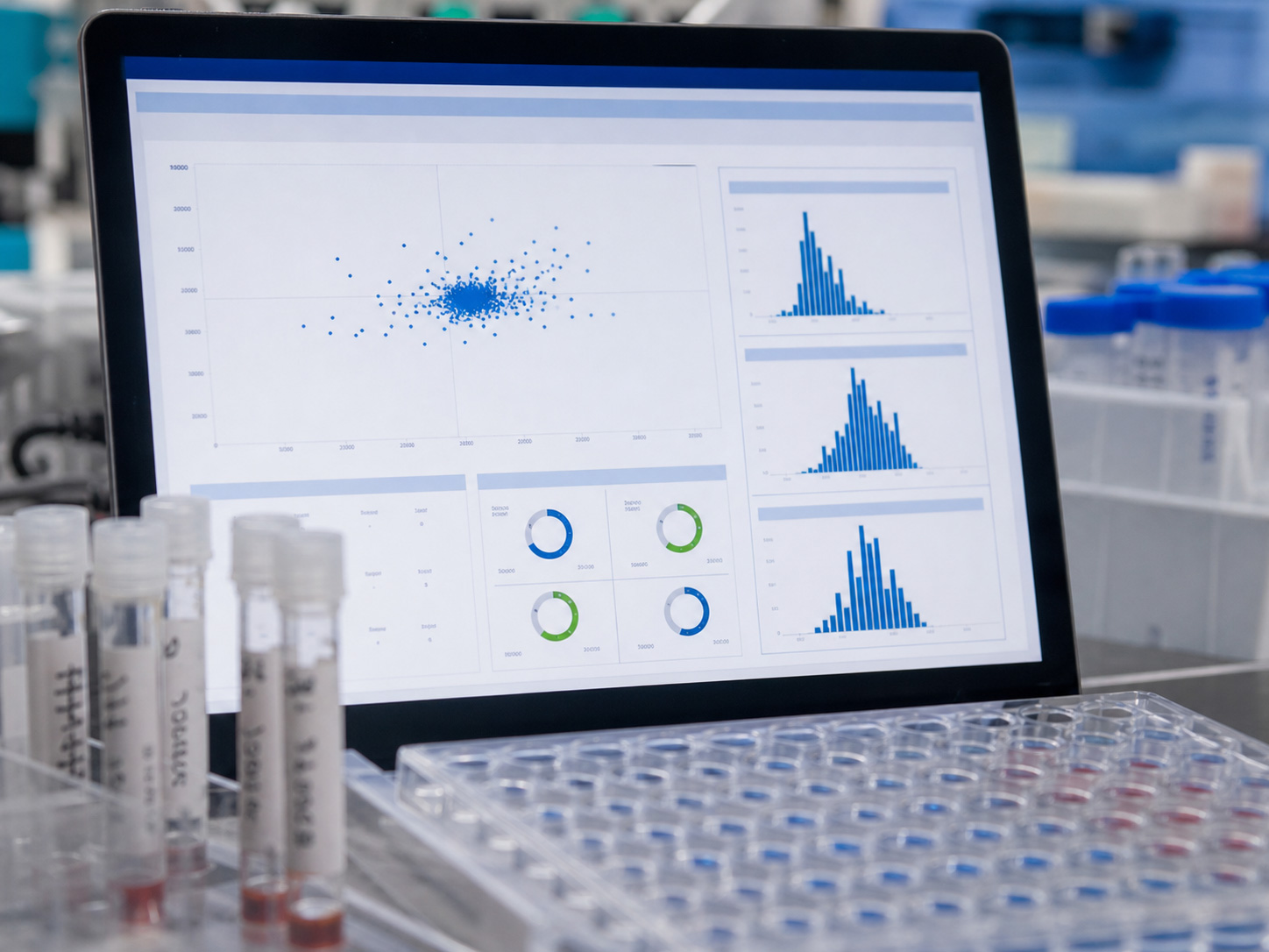 QCR100 batch consistency data dashboard in a lab setting